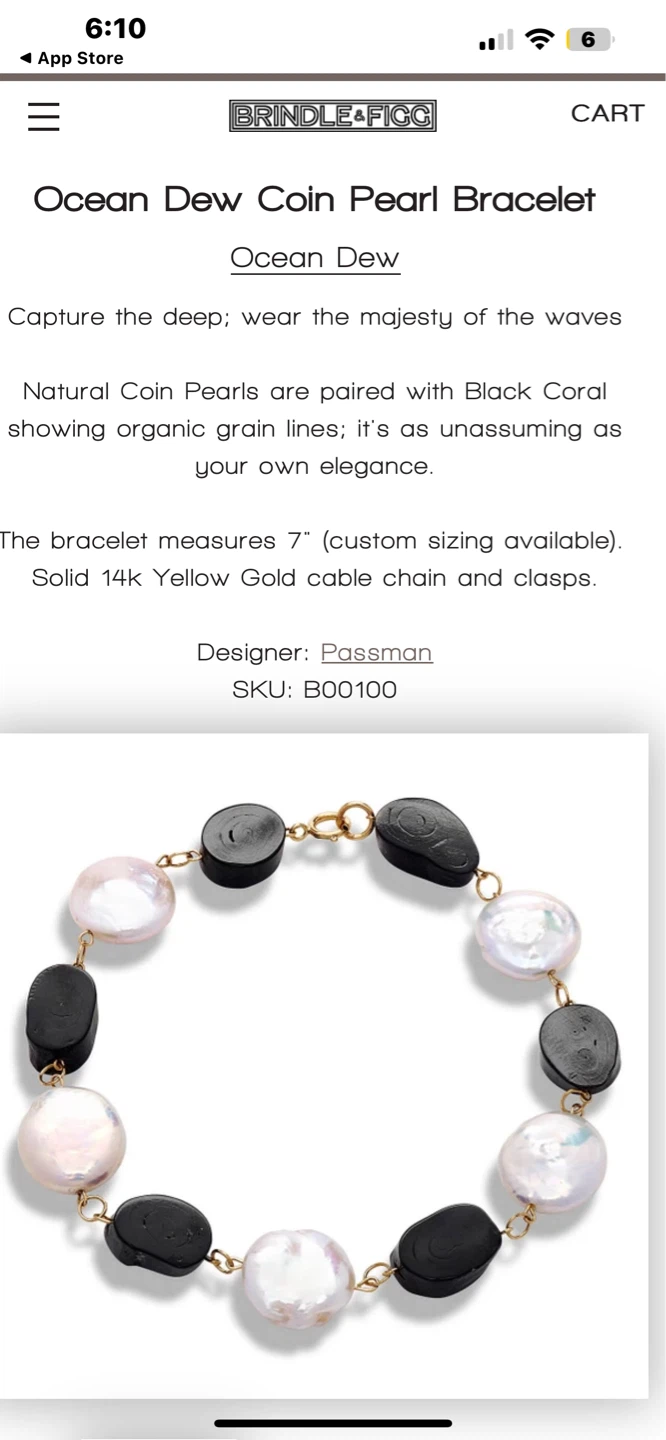 14 k  Ocean Dew Coin Pearl and black coral  Bracelet - photo 4