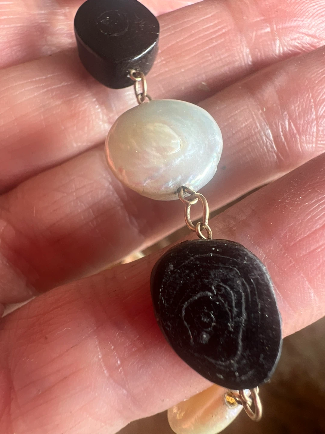 14 k  Ocean Dew Coin Pearl and black coral  Bracelet - photo 5