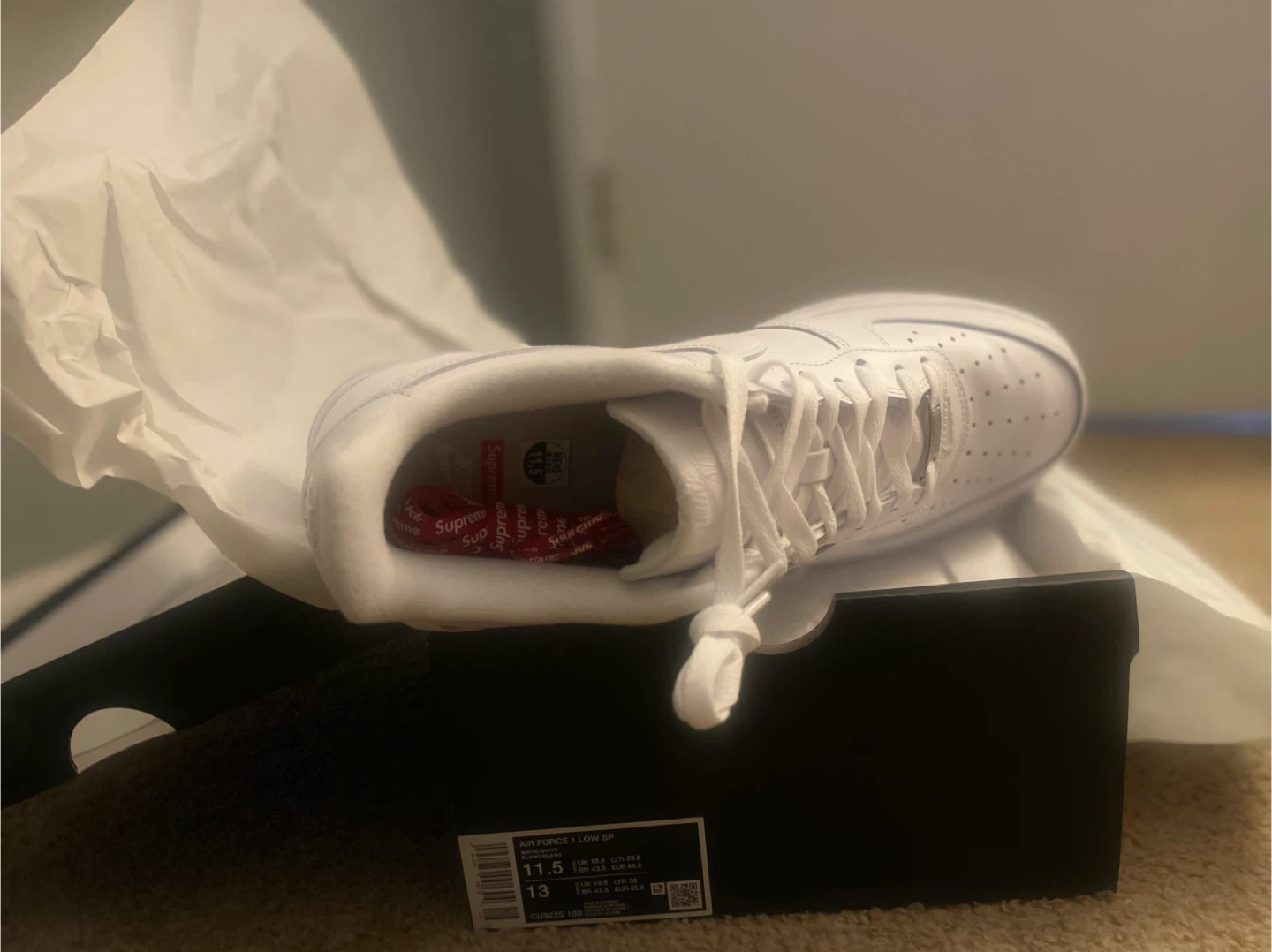 Supreme x Nike Air Force 1 Low White Men's Size 11.5 - photo 2