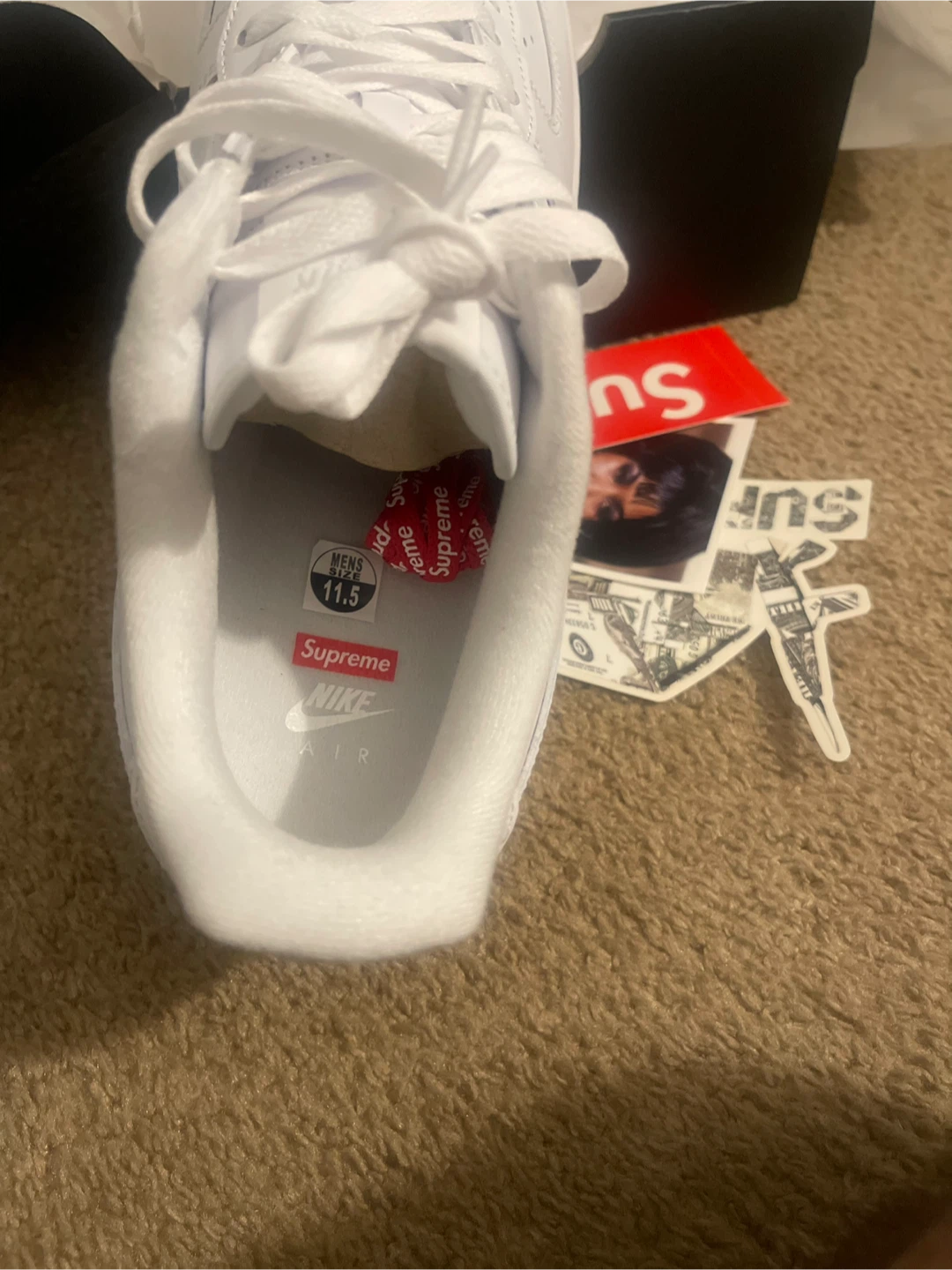 Supreme x Nike Air Force 1 Low White Men's Size 11.5 - photo 3
