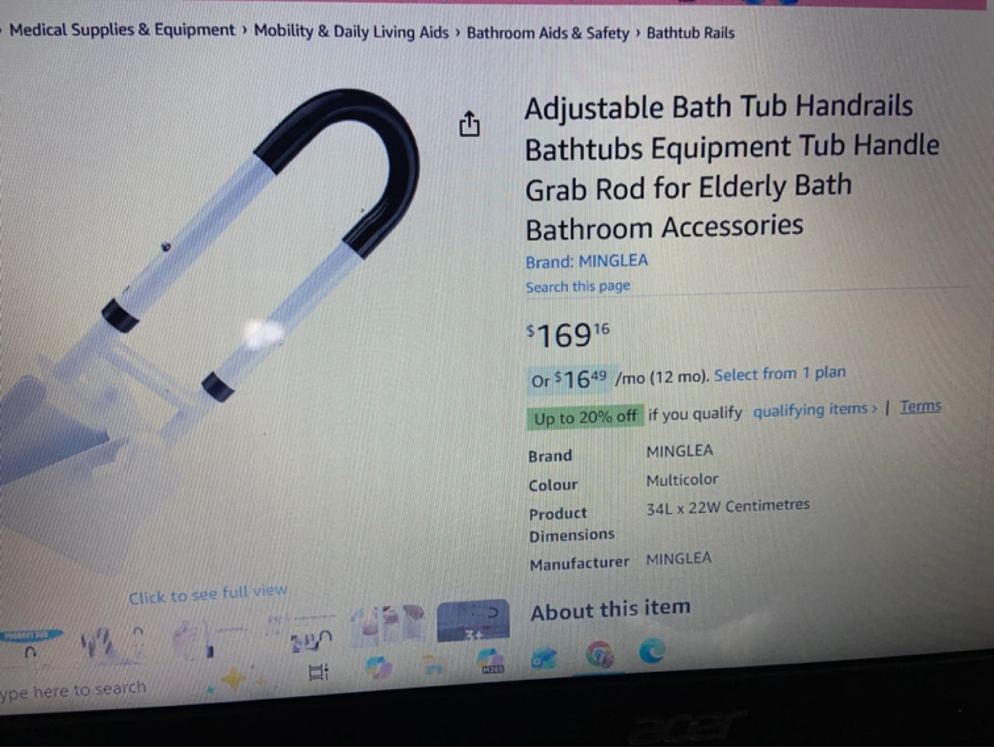 Bathtub safety handle