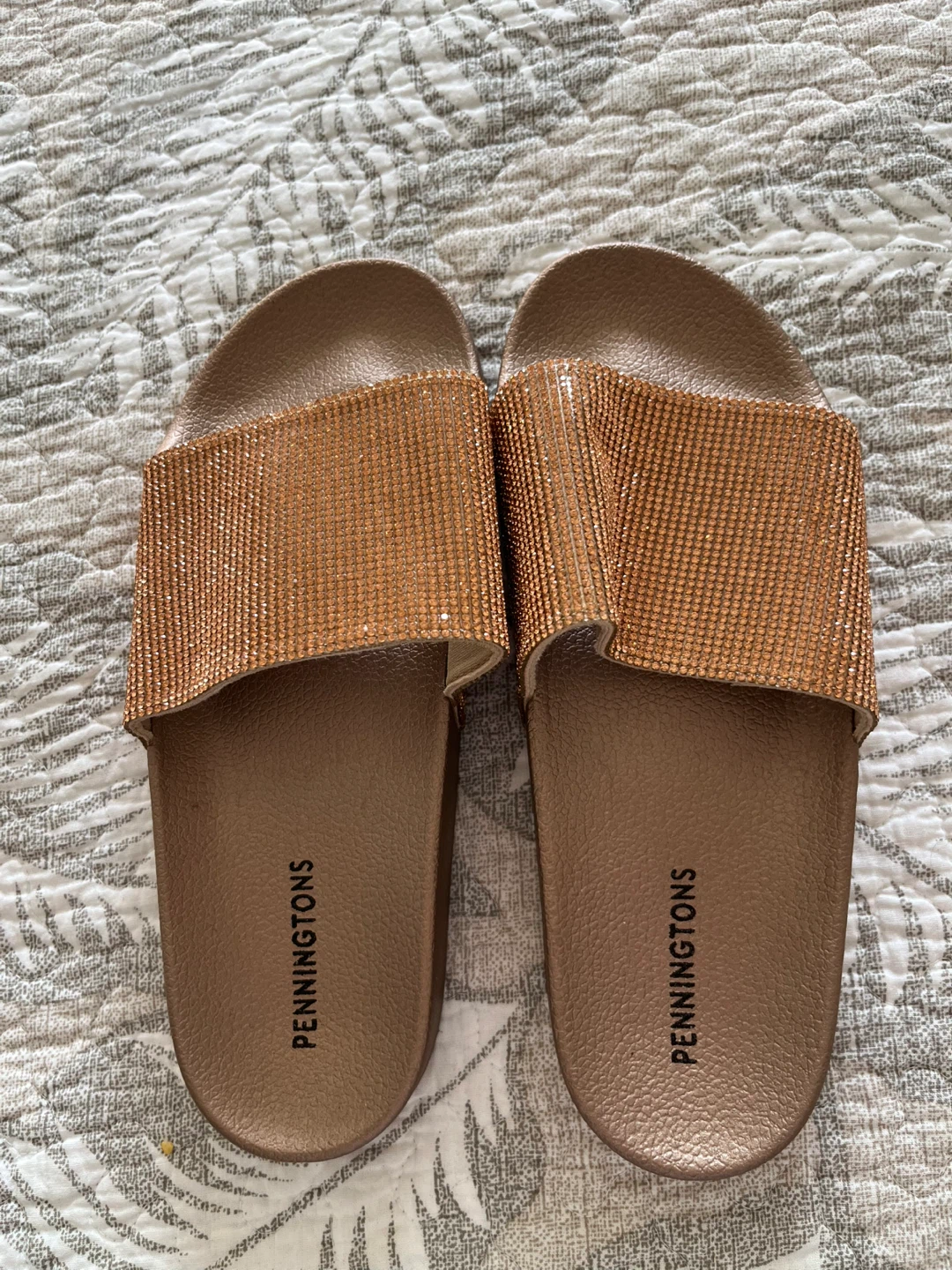 Rose Gold Embellished Slide Sandals