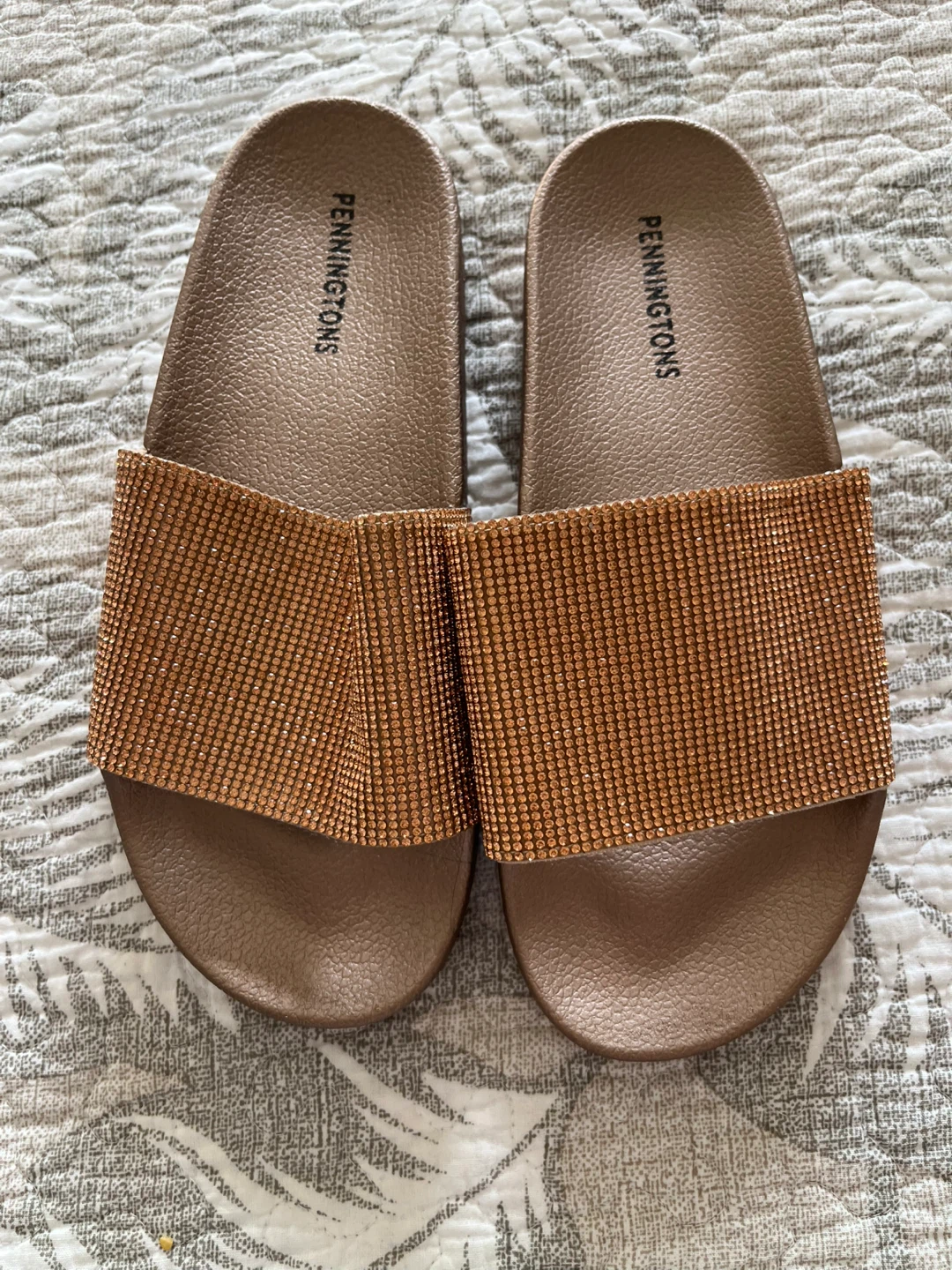 Rose Gold Embellished Slide Sandals - photo 2