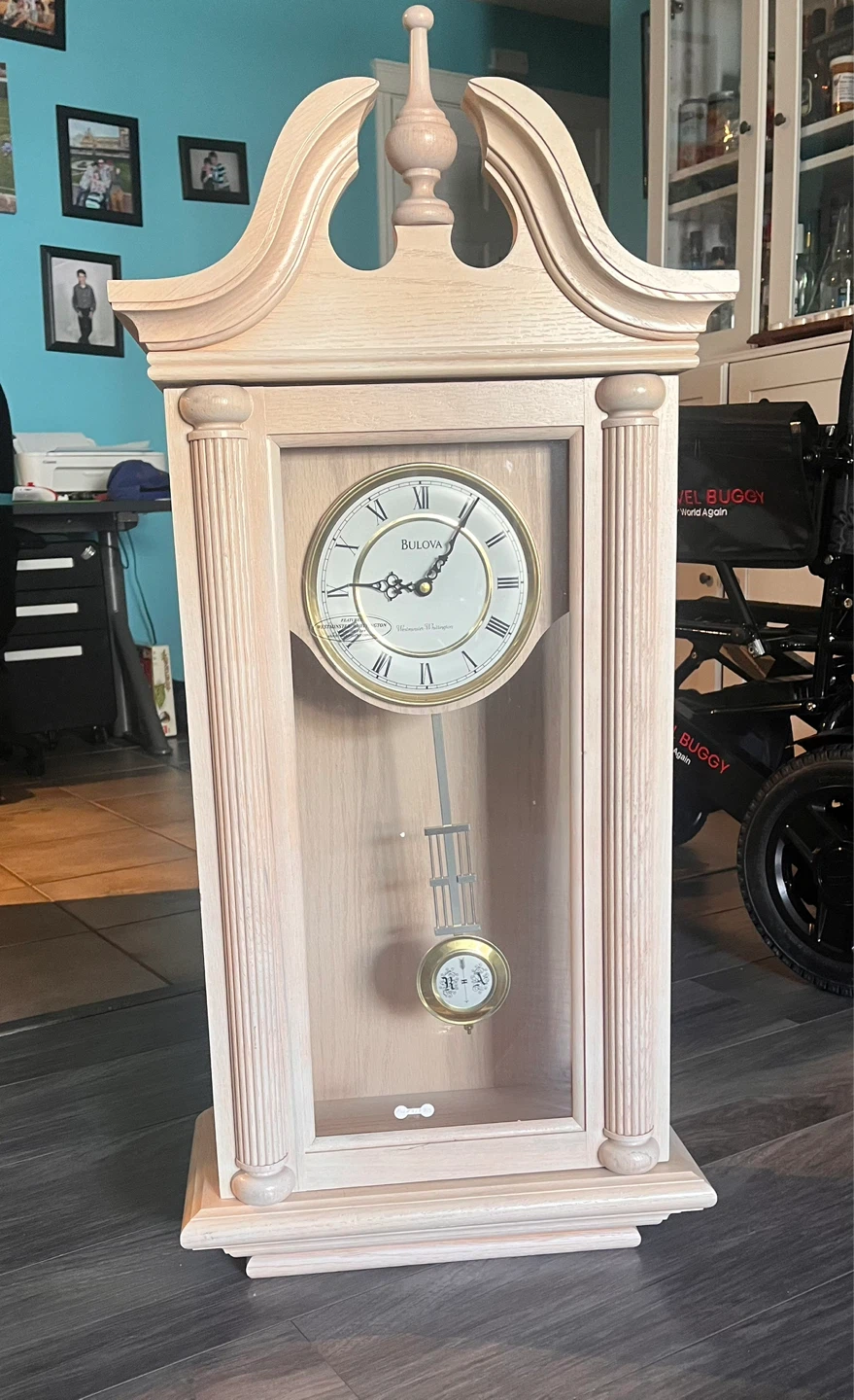 Huge Bulova Wooden Pendulum Wall Clock