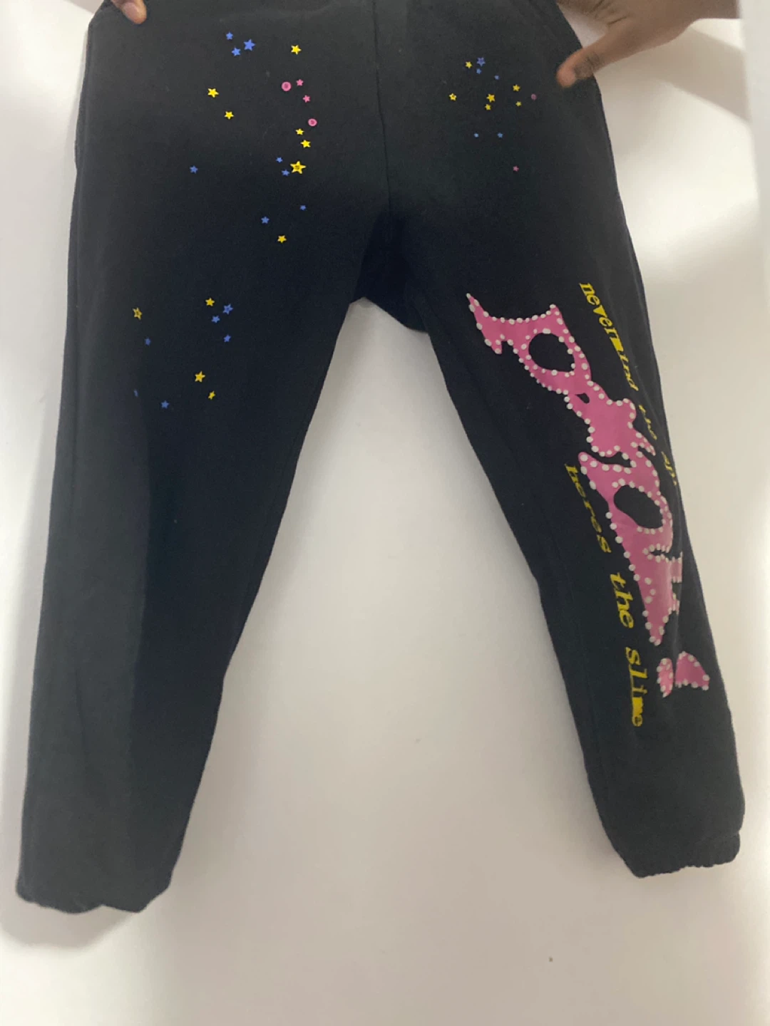 Black Sweatpants with Star and Graphic Print