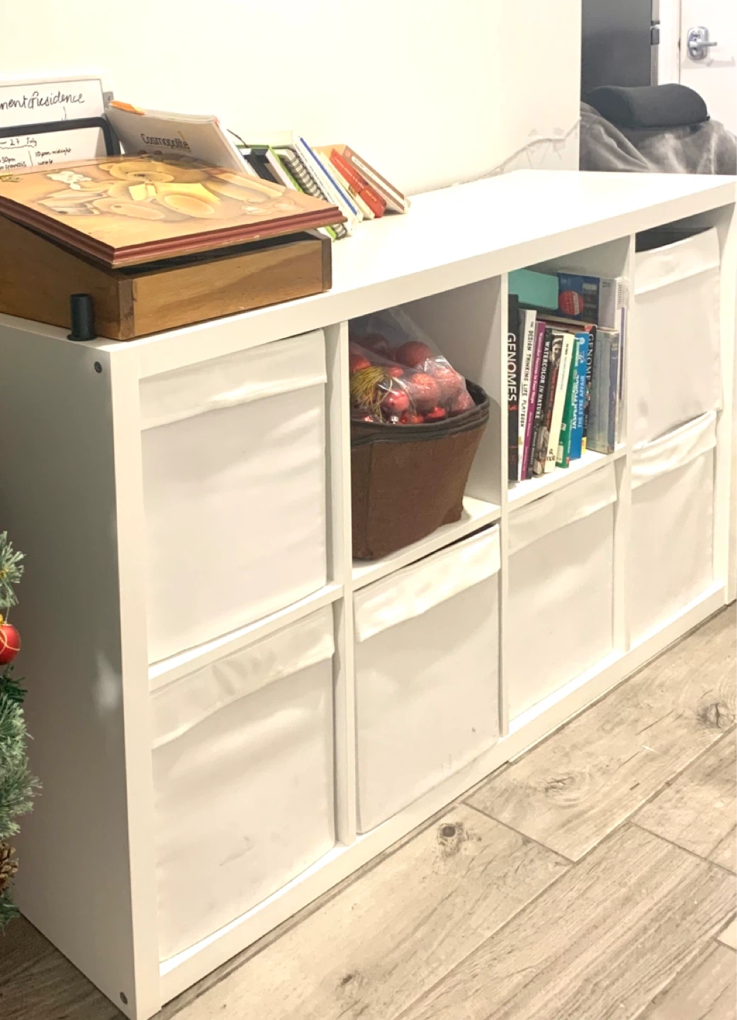 White IKEA KALLAX Shelf 8-Cube Storage Unit with Bins - photo 2