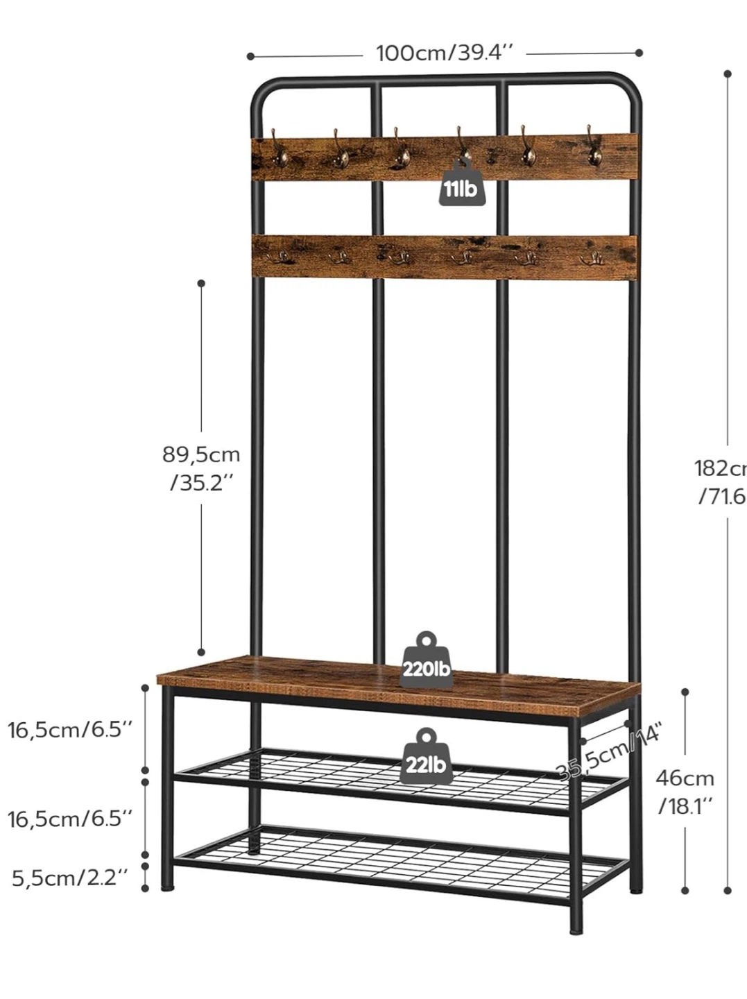 Coat Rack with Shoe Bench