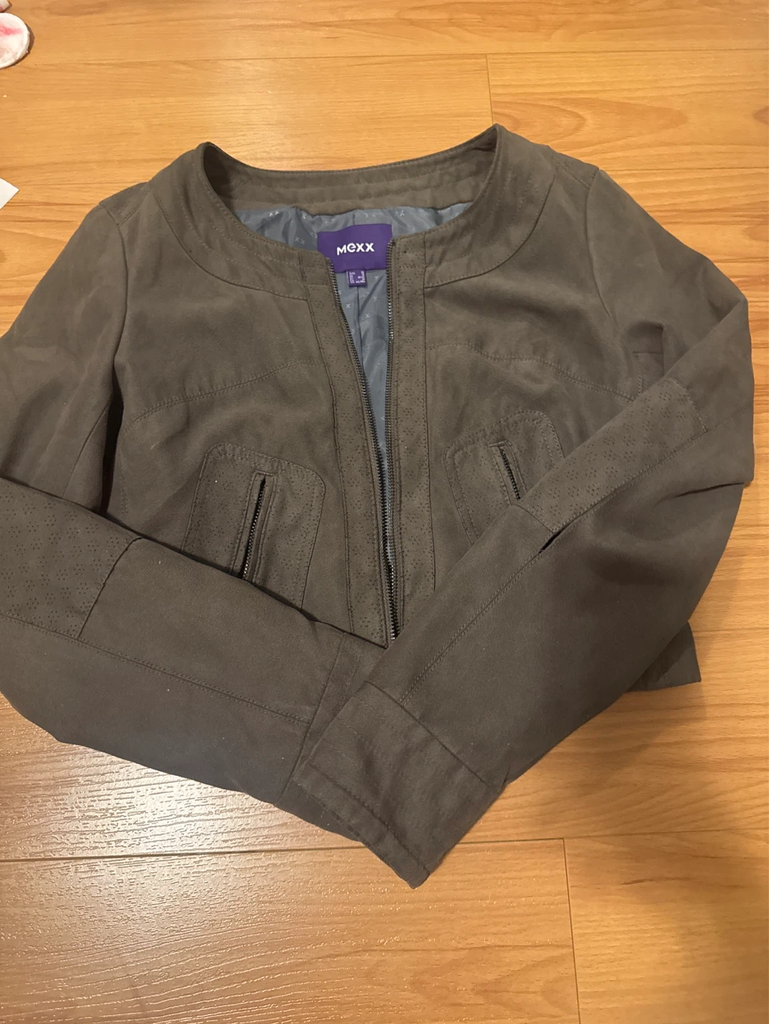 MEXX Brown Faux Suede Cropped Jacket Size 36 y2k