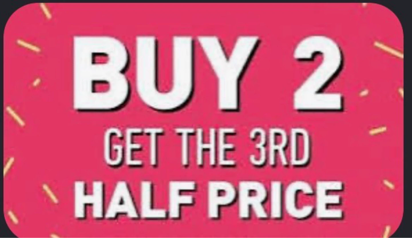 Buy 2 items, get the 3rd for half price