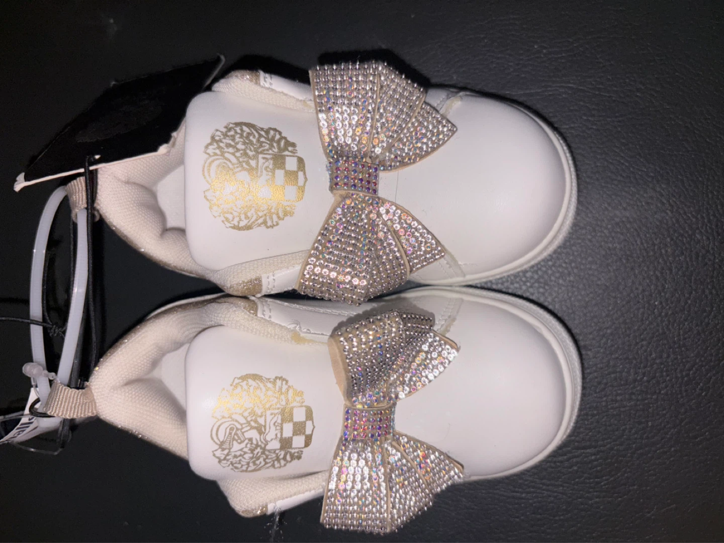 Vince Camuto White Sparkle Bow Toddler Shoes