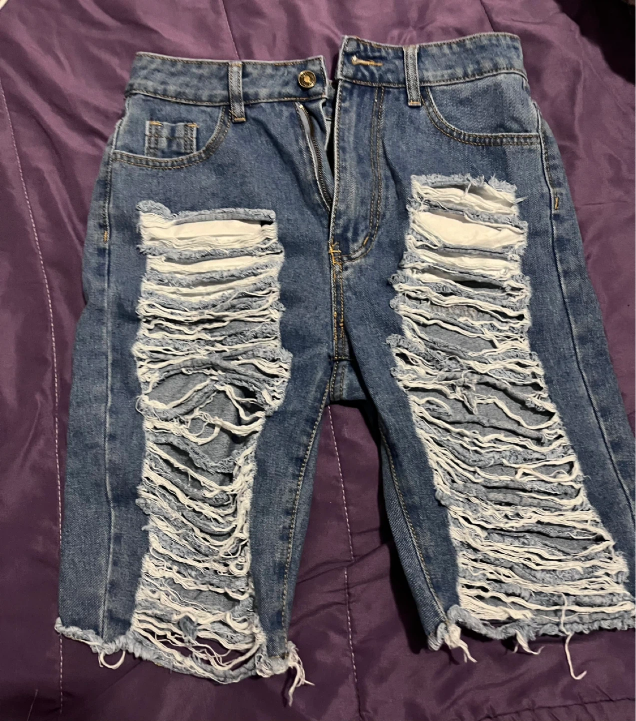 Distressed Denim Shorts