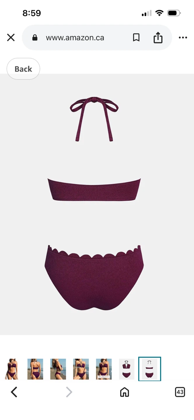 Cupshe Purple Textured Scallop Bikini Swimsuit Size L - photo 3
