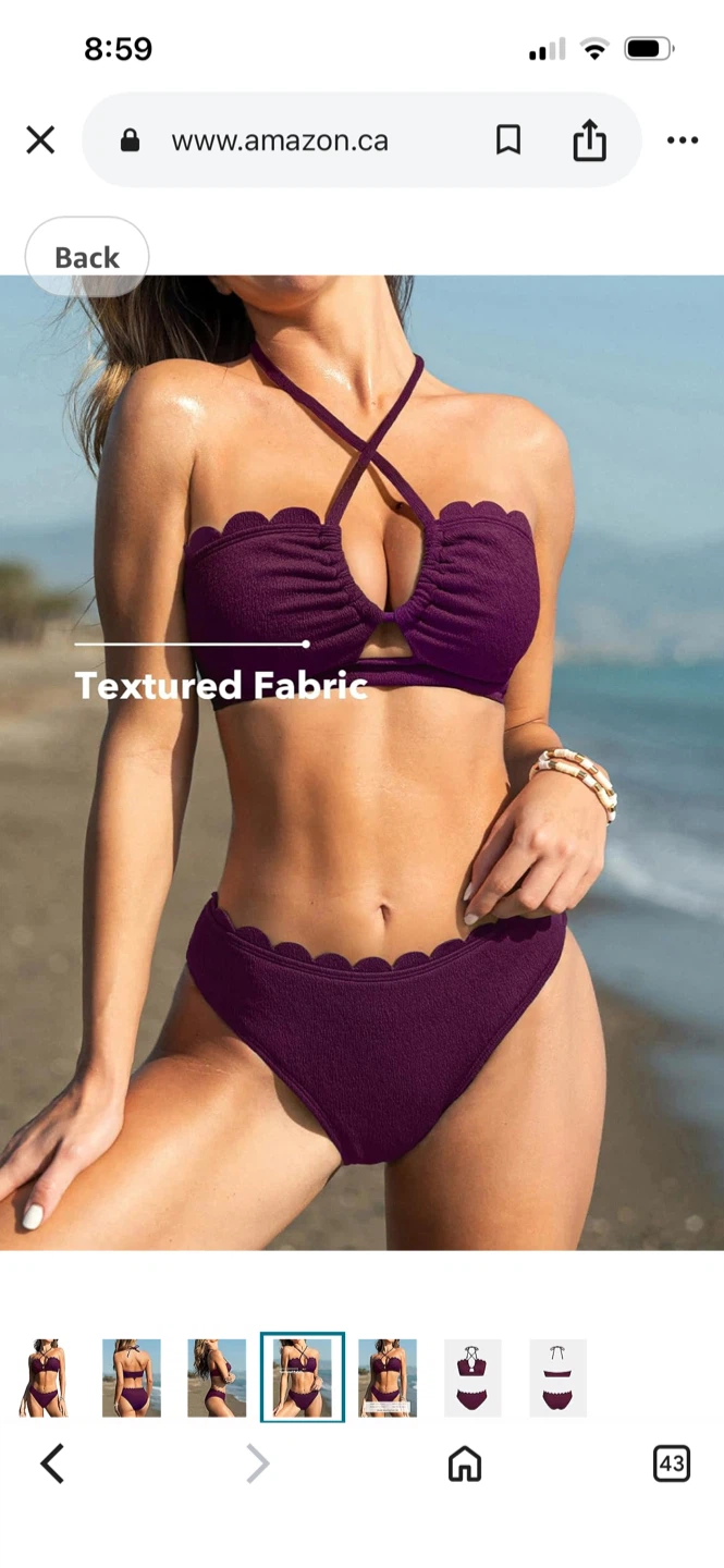 Cupshe Purple Textured Scallop Bikini Swimsuit Size L - photo 2