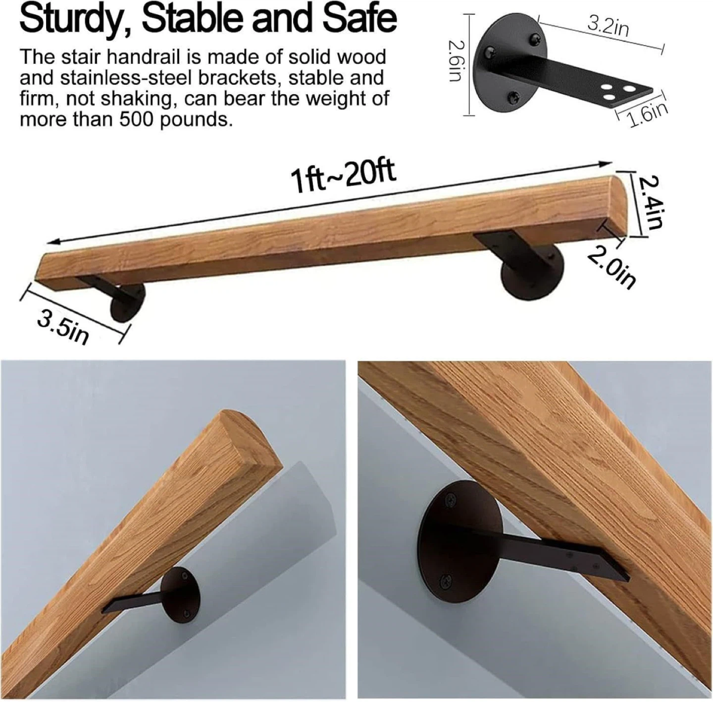 Wooden Stair Handrail 3ft - photo 2