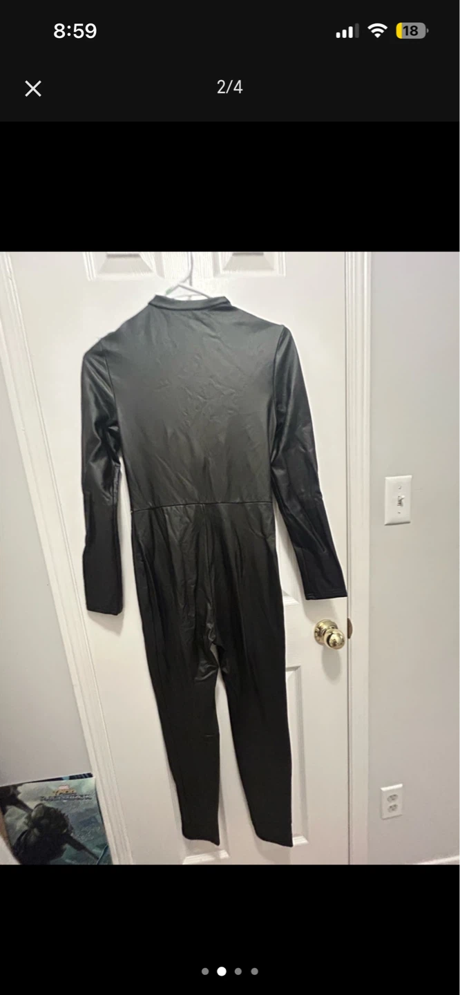 Silver Metallic Jumpsuit Costume with Matching Top and Gloves - photo 2
