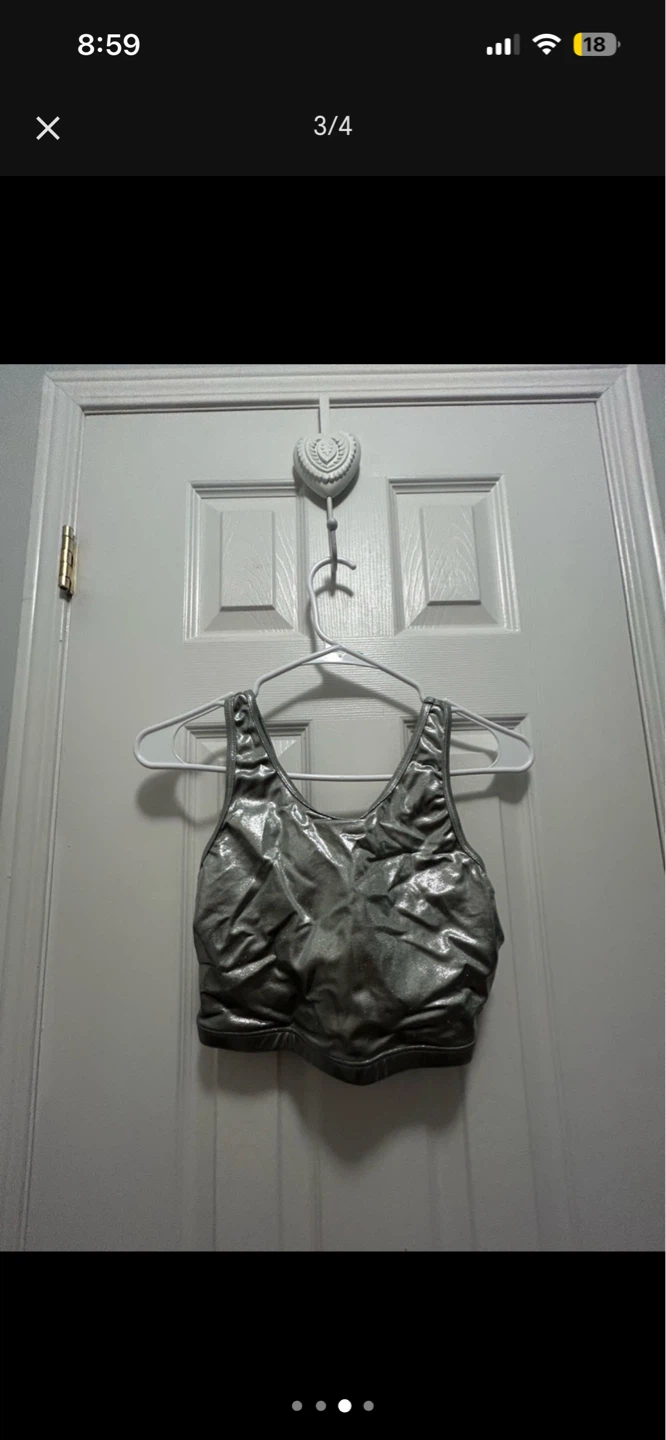 Silver Metallic Jumpsuit Costume with Matching Top and Gloves - photo 3