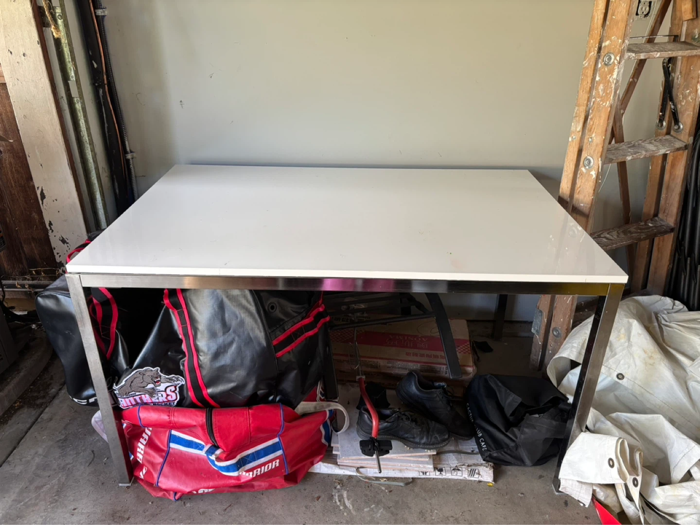 White Desk with Metal Frame