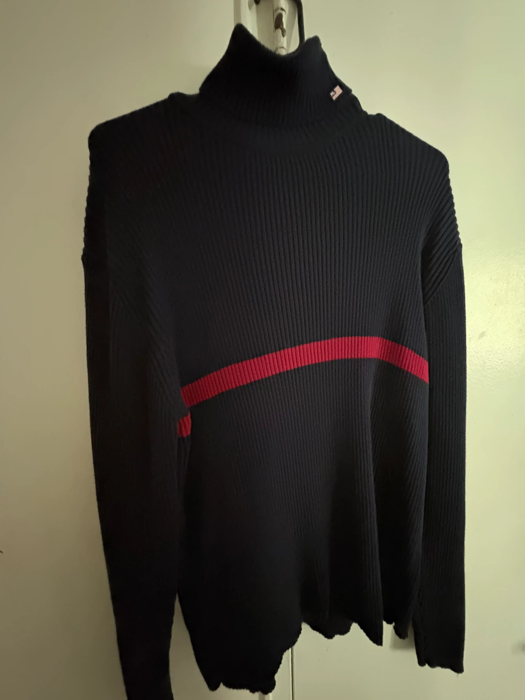 Polo Navy Blue Turtleneck Sweater with Red Stripe - photo 3