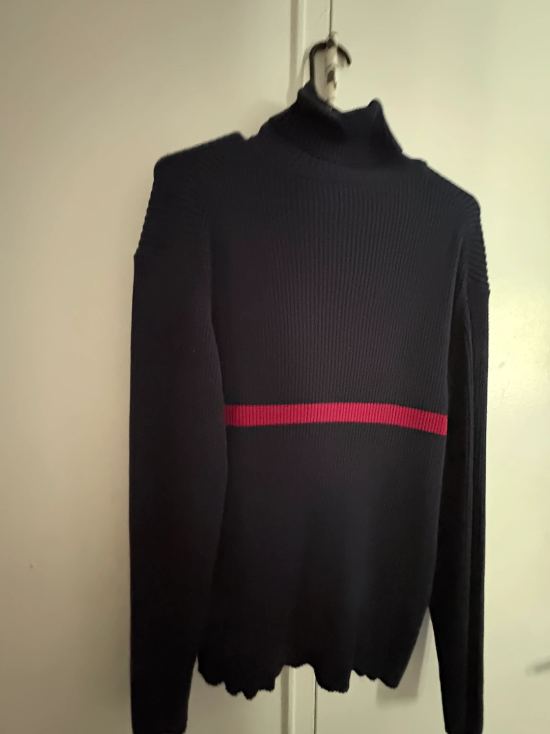 Polo Navy Blue Turtleneck Sweater with Red Stripe - photo 4