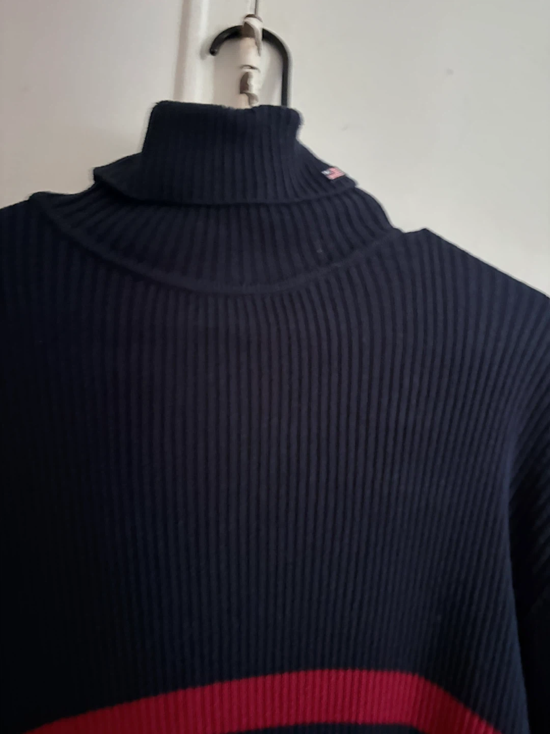 Polo Navy Blue Turtleneck Sweater with Red Stripe - photo 2