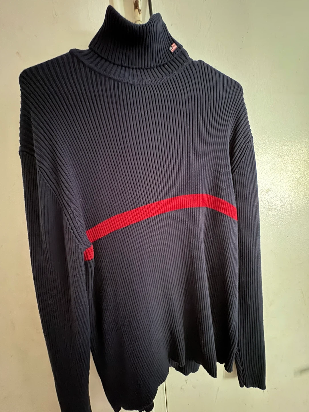 Polo Navy Blue Turtleneck Sweater with Red Stripe - photo 5