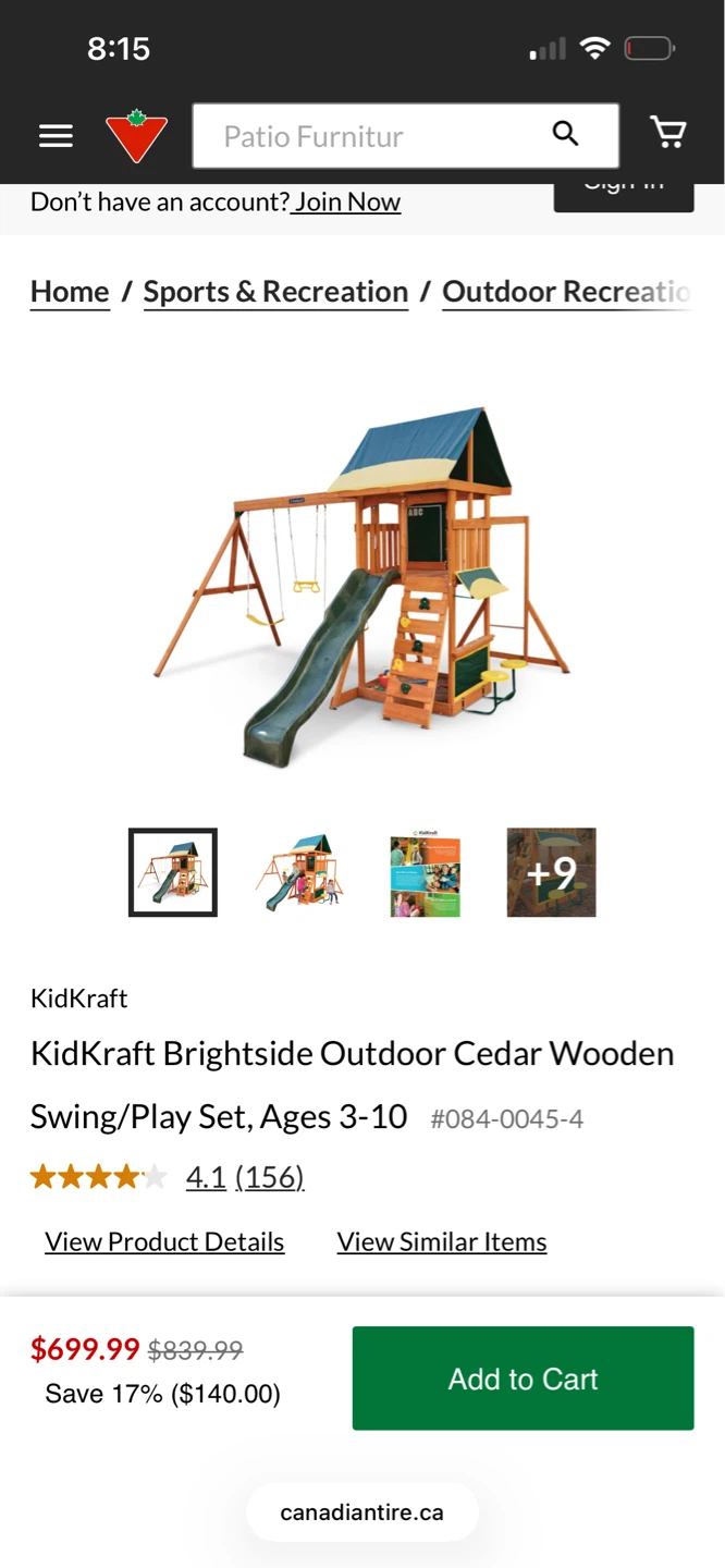 KidKraft Brightside Outdoor Cedar Wooden Swing/Play Set