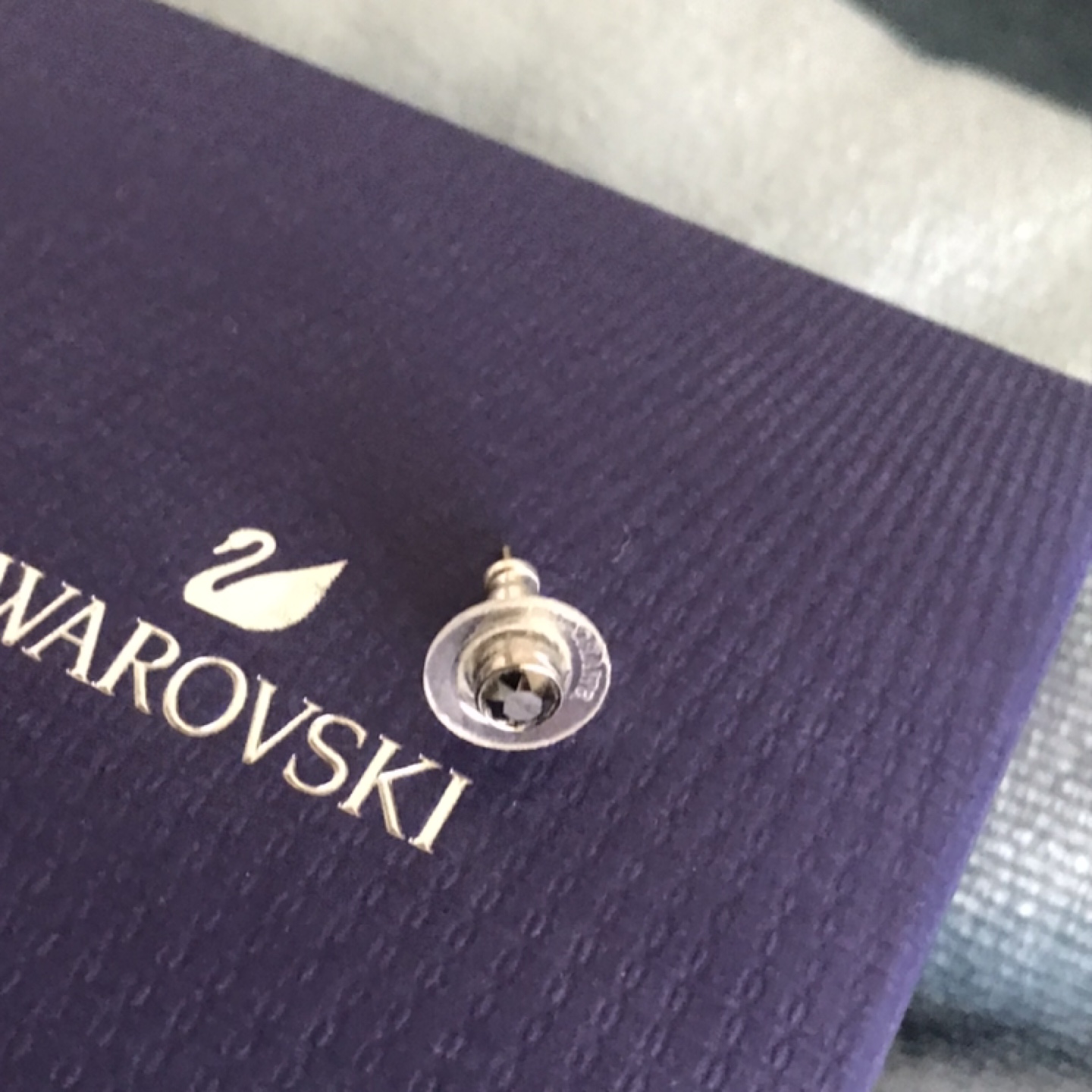 SWAROVSKI Black Crystal STUD Earring in Box- Jewelry
