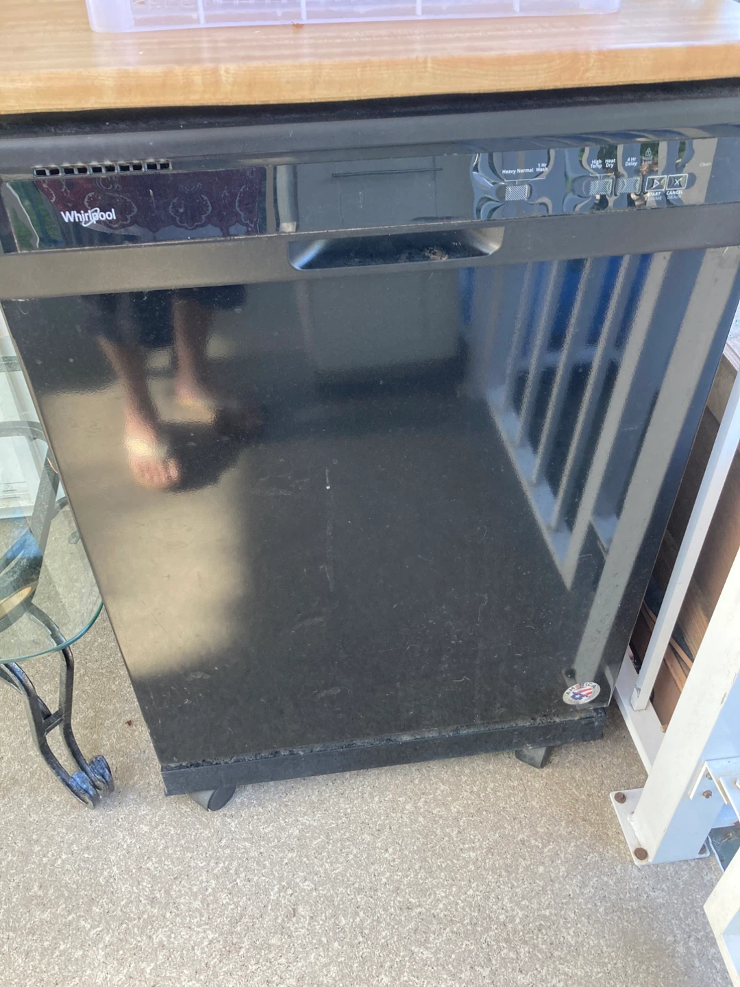 Whirlpool Black Dishwasher with wood counter top - photo 3