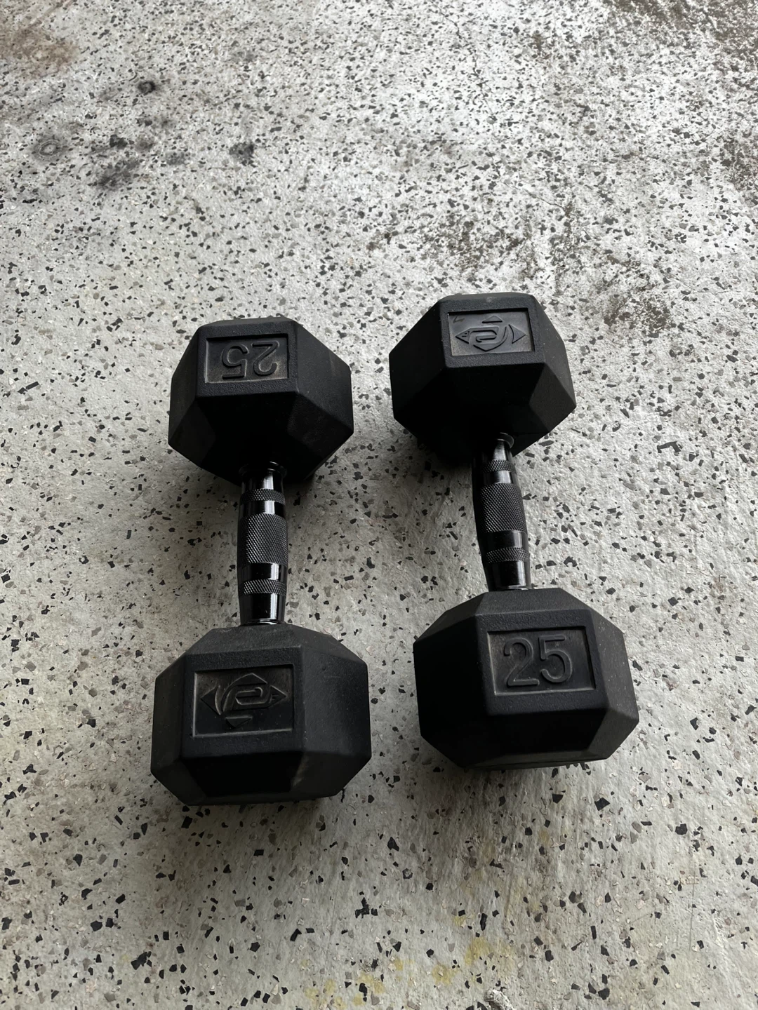 Pair of 25lb Hex Dumbbells