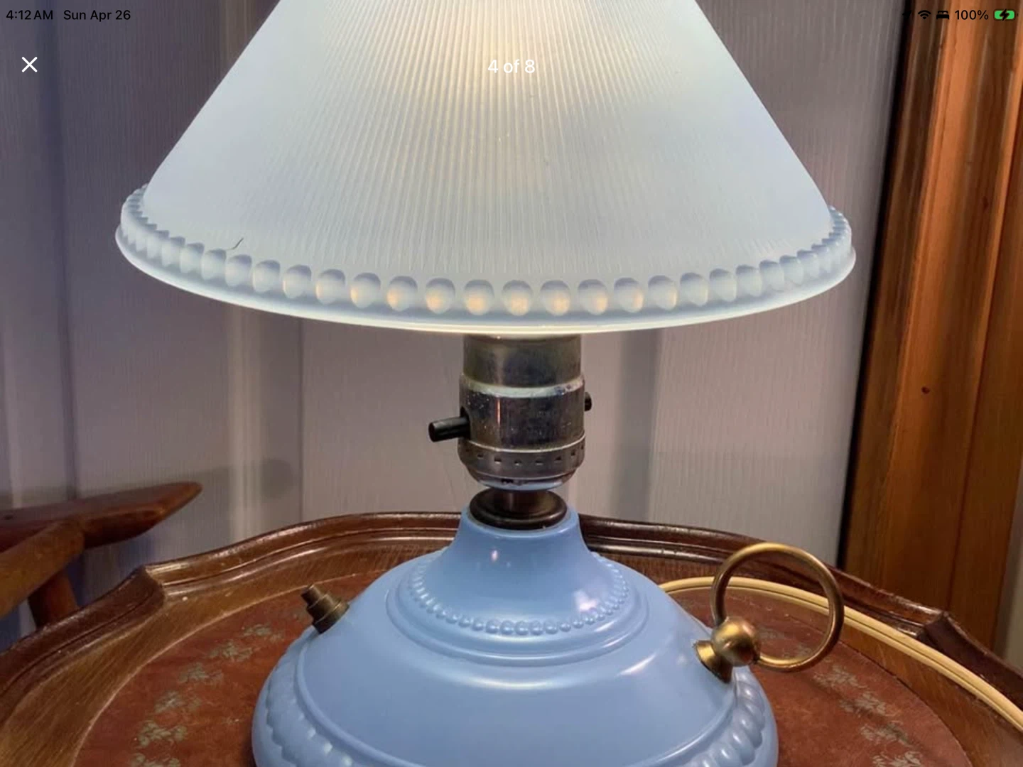 Art Deco Ornate Blue Glass Table Lamp 🐞 - photo 3
