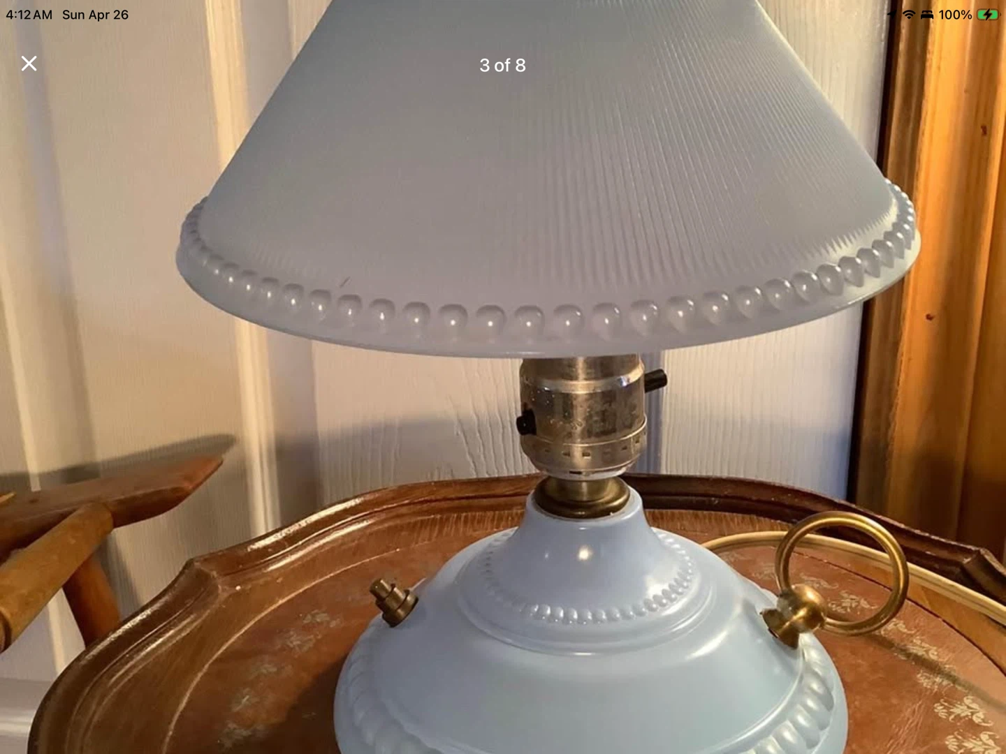 Art Deco Ornate Blue Glass Table Lamp 🐞 - photo 4