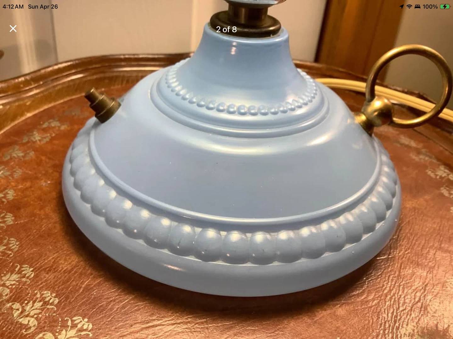 Art Deco Ornate Blue Glass Table Lamp 🐞 - photo 2