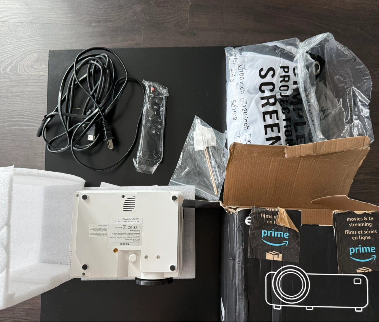 Home Theater LED Projector + Projection Screen