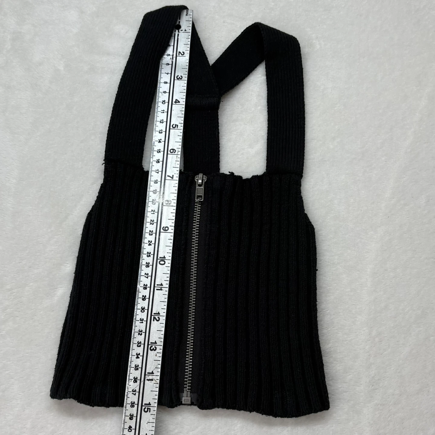 Silence and Noise Black Ribbed Knit Zip Crop Top Sweater Size S - photo 4