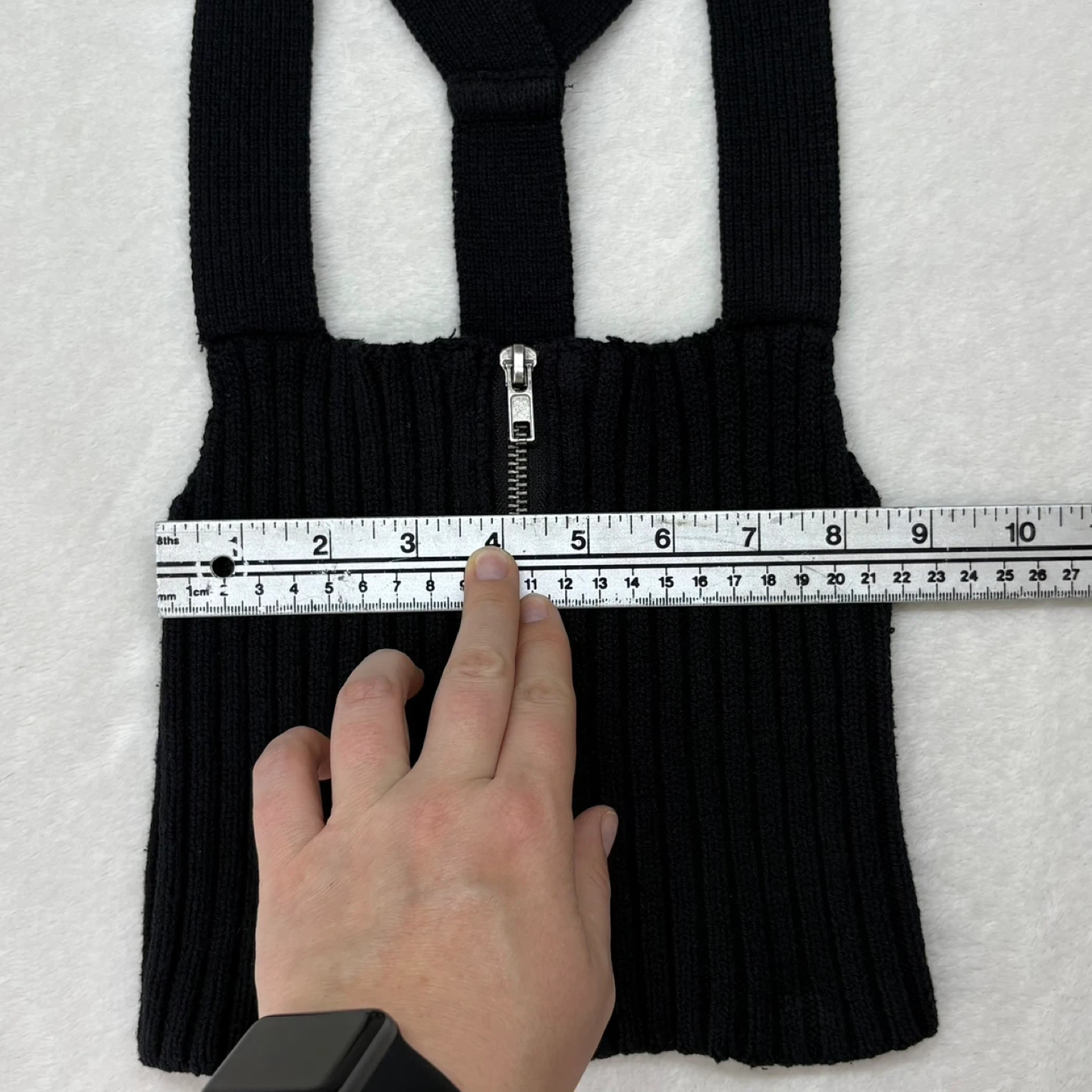 Silence and Noise Black Ribbed Knit Zip Crop Top Sweater Size S - photo 3