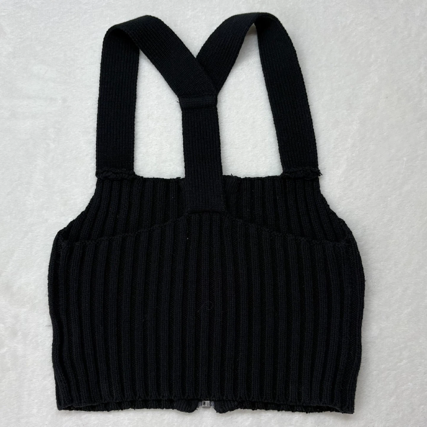 Silence and Noise Black Ribbed Knit Zip Crop Top Sweater Size S - photo 5