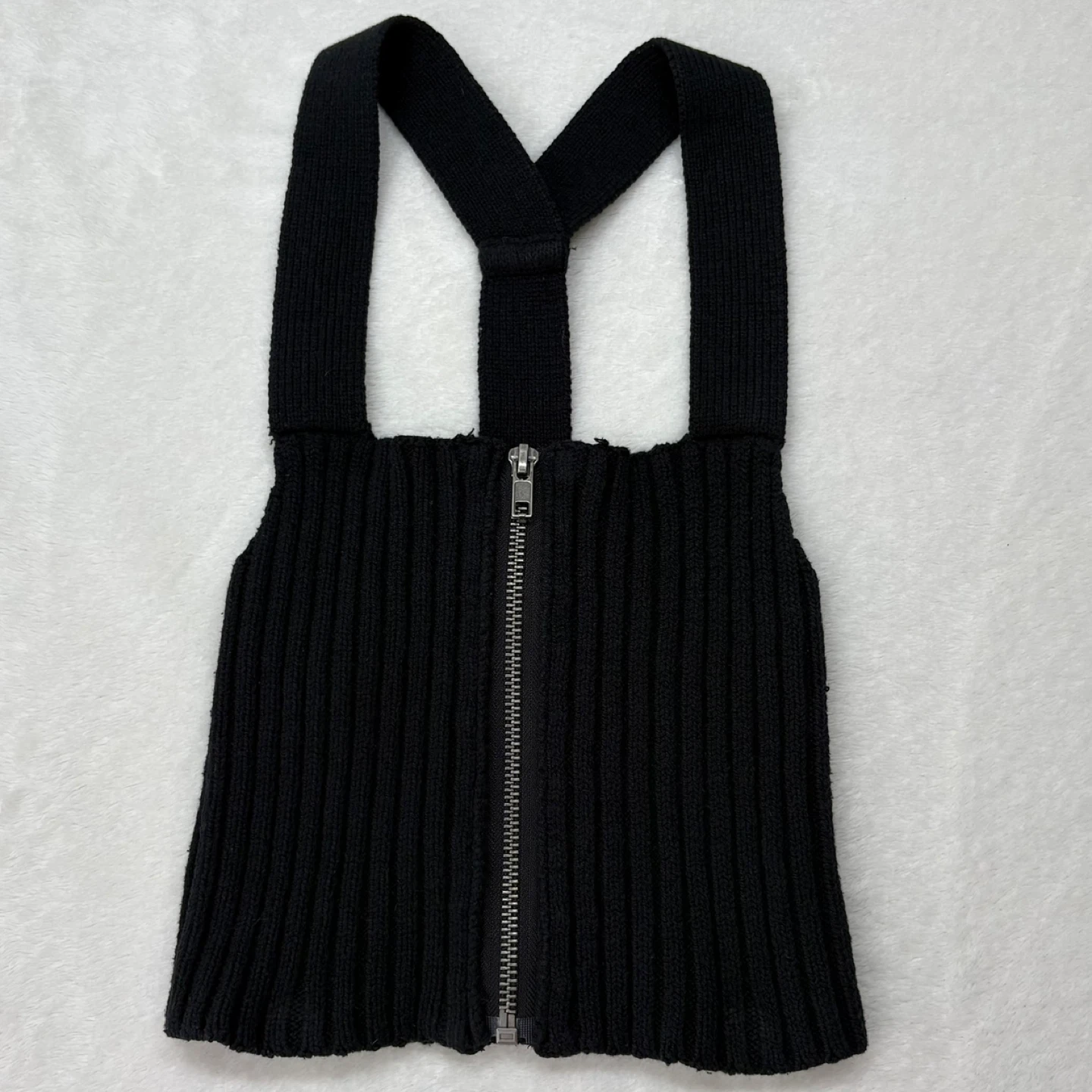 Silence and Noise Black Ribbed Knit Zip Crop Top Sweater Size S - photo 2