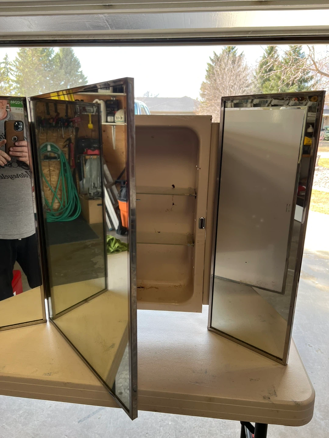 Antique 3 Mirror Medicine Cabinet - photo 3