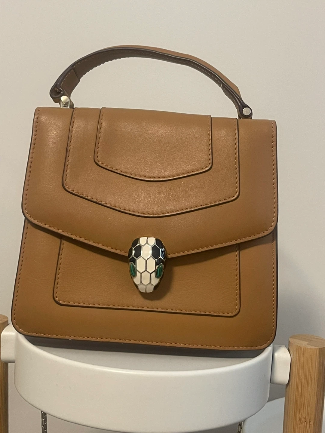 Bulgari Tan Leather Serpenti Shoulder Bag
