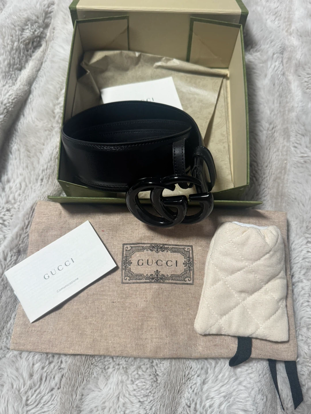 Gucci Black Leather Belt with Double G Buckle