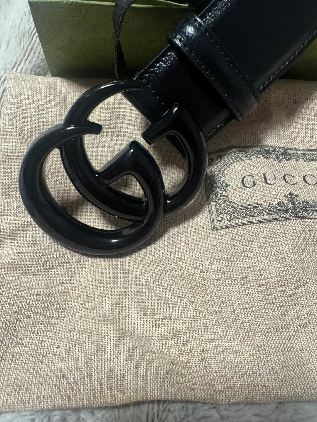Gucci Black Leather Belt with Double G Buckle - photo 2