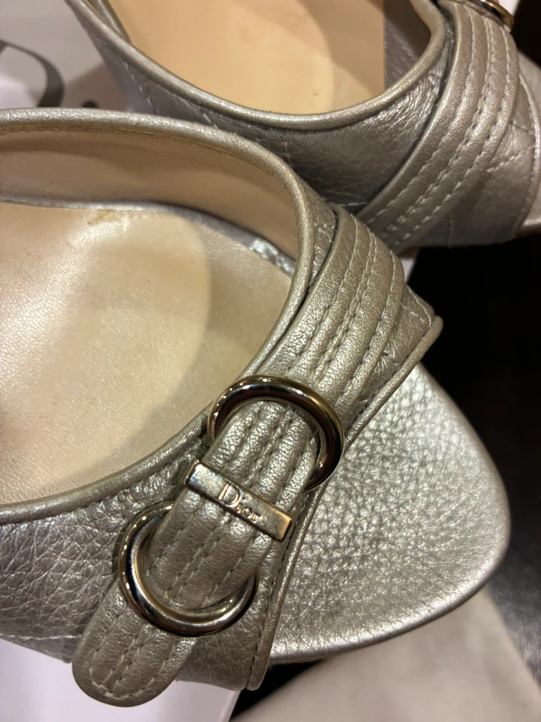Authentic Christian Dior Silver Slingback Heels - photo 5