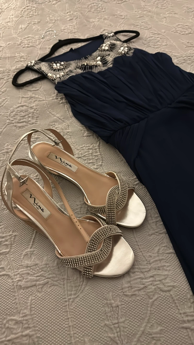 Navy Blue grad dress with Sandals - photo 3
