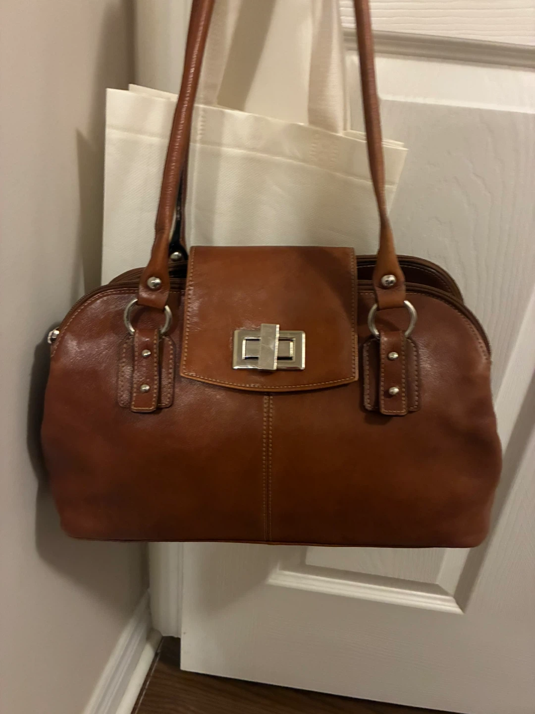 Danier Brown Leather Satchel Handbag