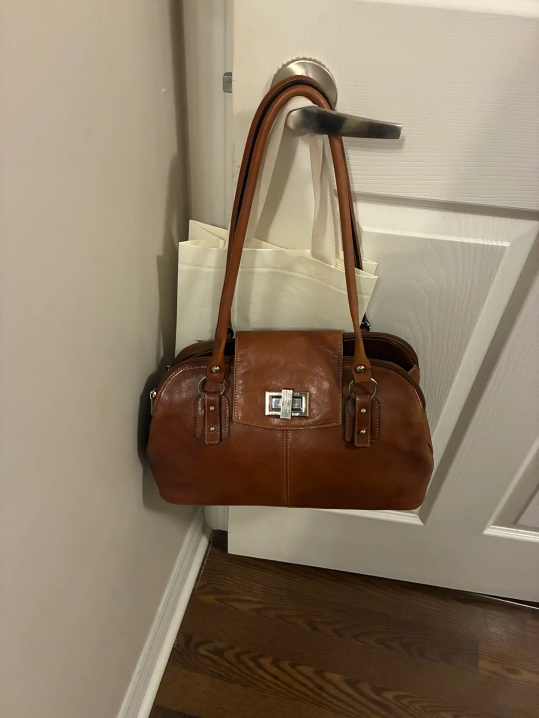 Danier Brown Leather Satchel Handbag - photo 2