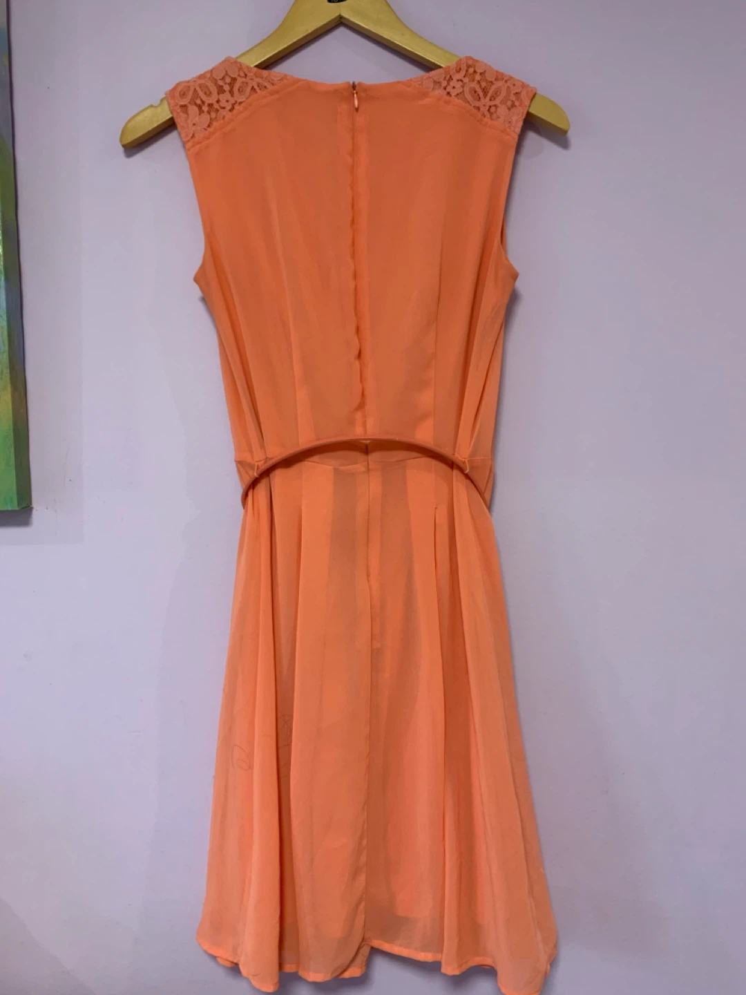 Coral Sleeveless Dress with Belt - photo 4