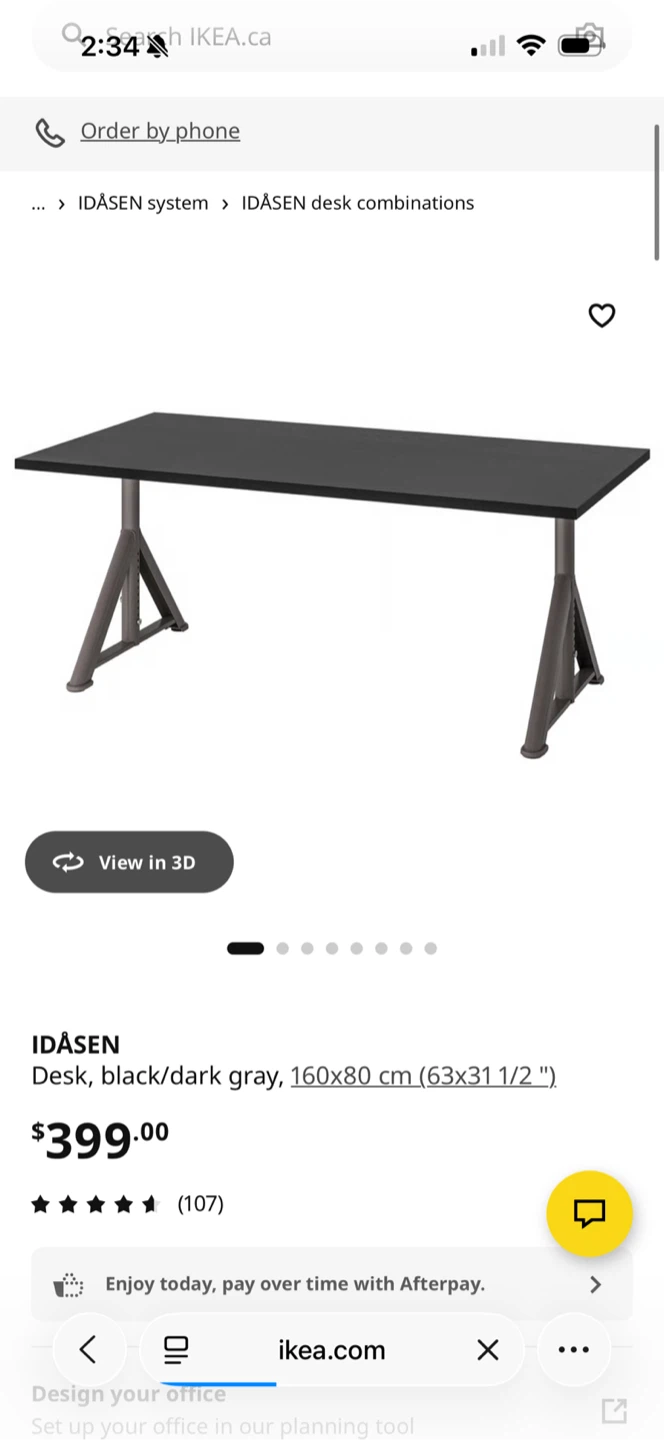 IKEA IDÅSEN Desk, Black/Dark Grey