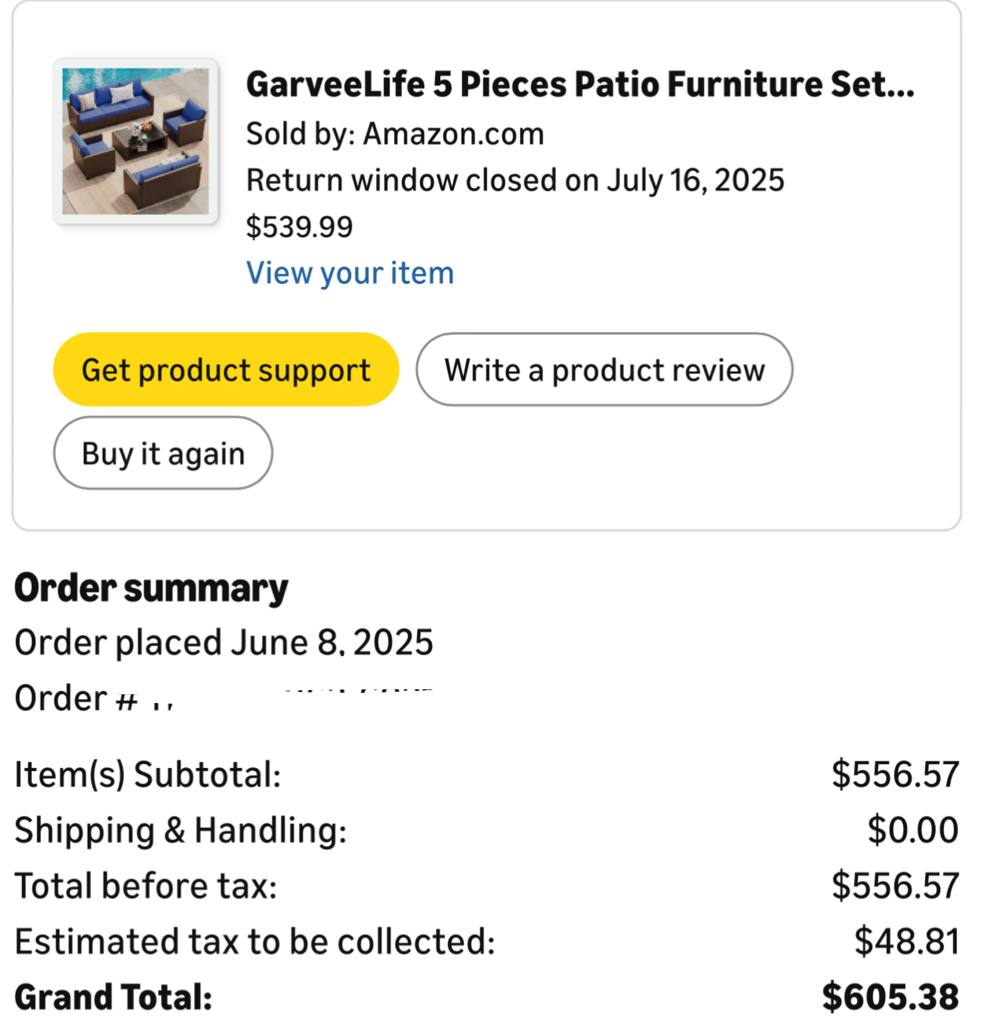 GarveeLife 5 Pieces Rattan Wicker Patio Furniture Set - photo 3
