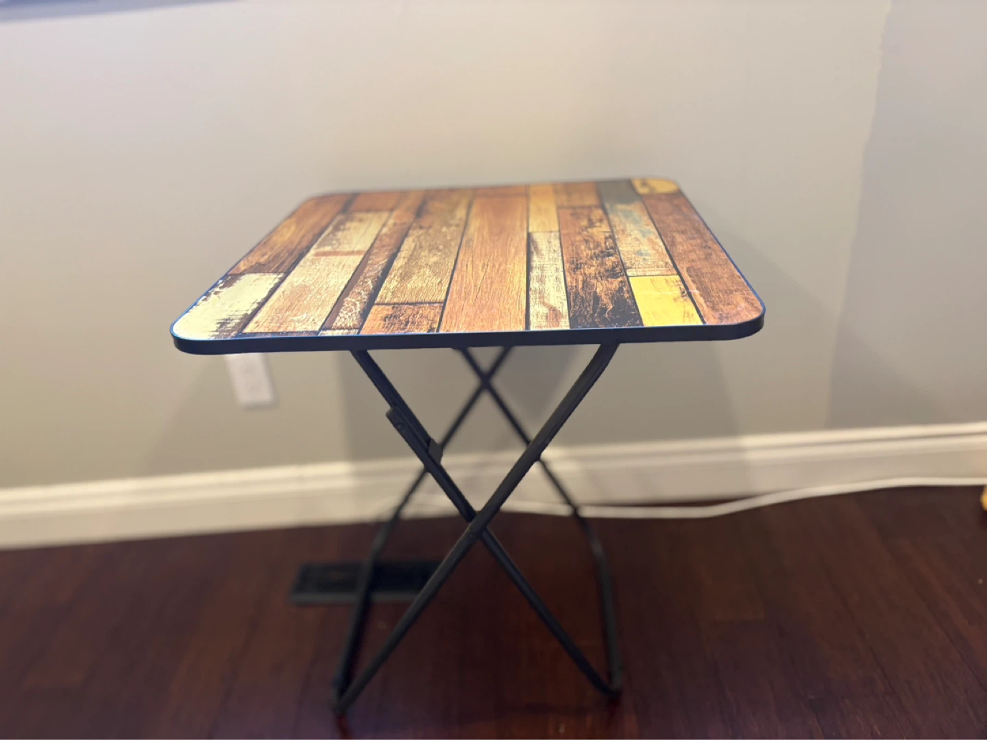 Foldable Side Table with Wood Print - photo 2