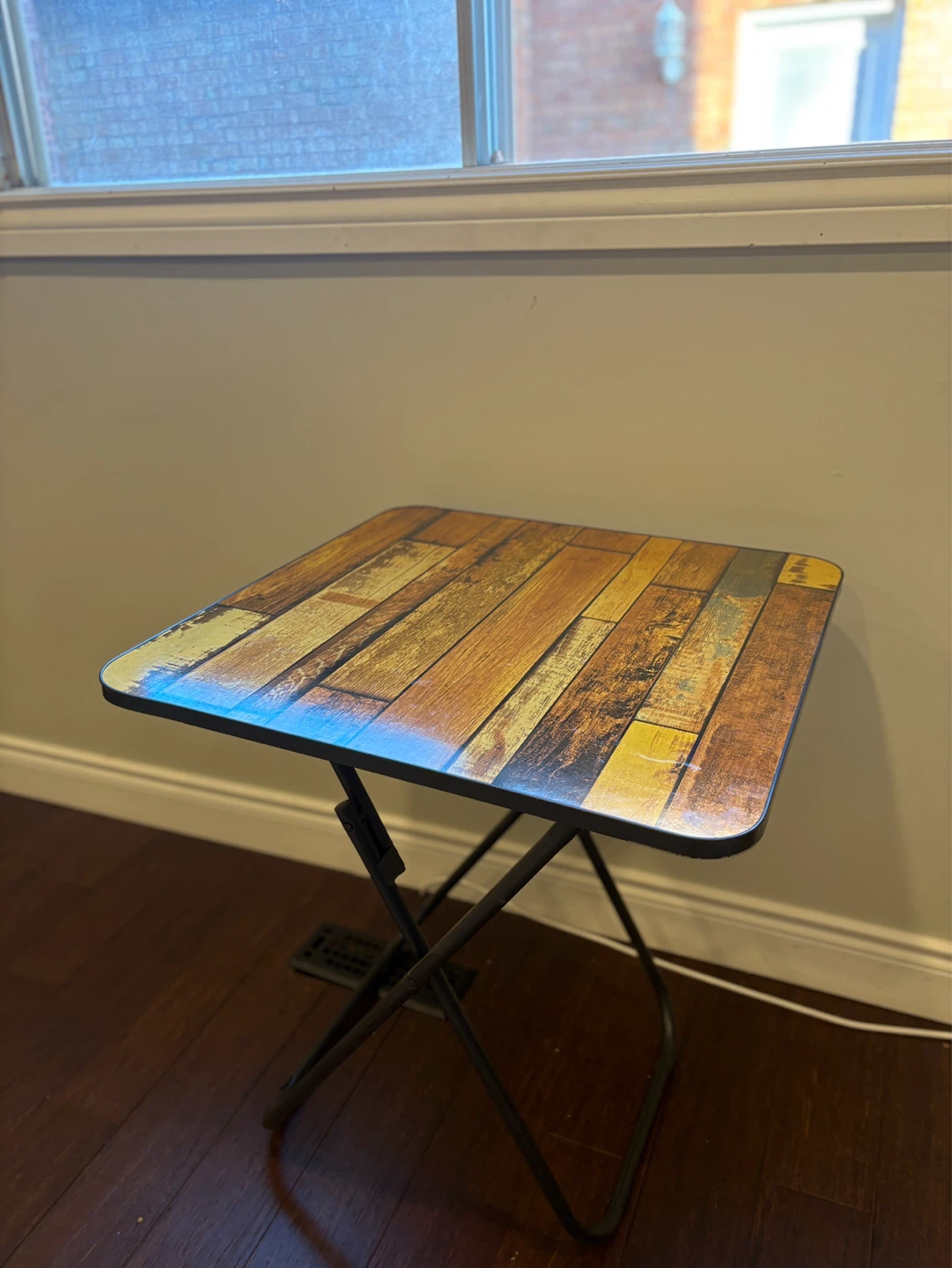 Foldable Side Table with Wood Print